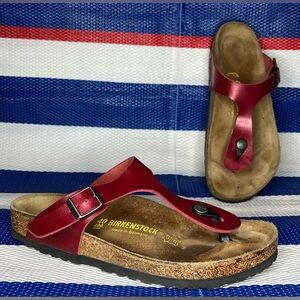 ✨🎉Birkenstock Gizeh T-Strap Burgundy Casual Comfort Sandals Women’s Size 9 EU40